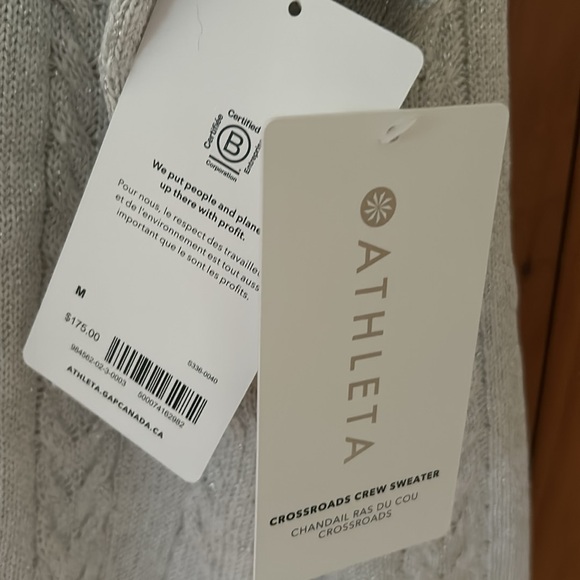 BNWT Athleta grey/sparkle holiday cable knit sweater - Picture 4 of 5